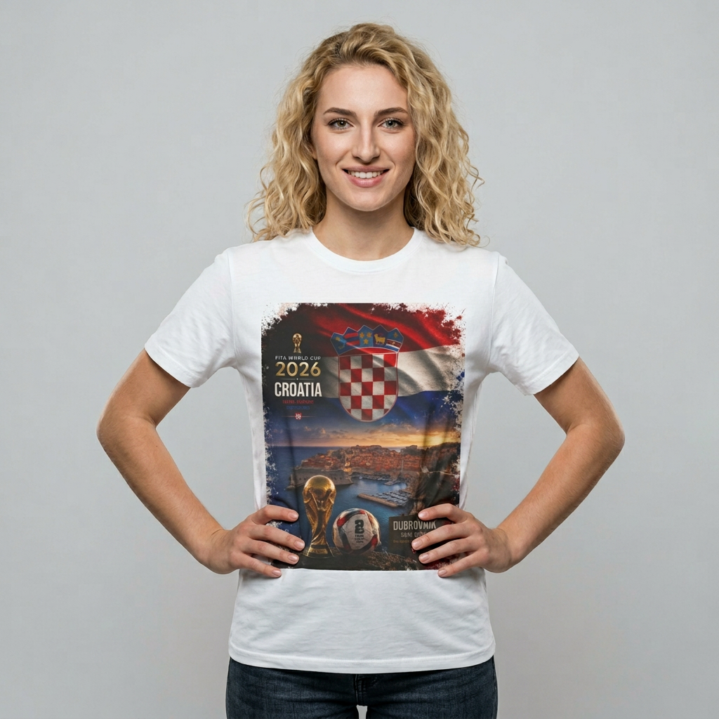 Croatia Football Flag Dubrovnik T‑Shirt Vatreni Soccer Pearl of the Adriatic Tee