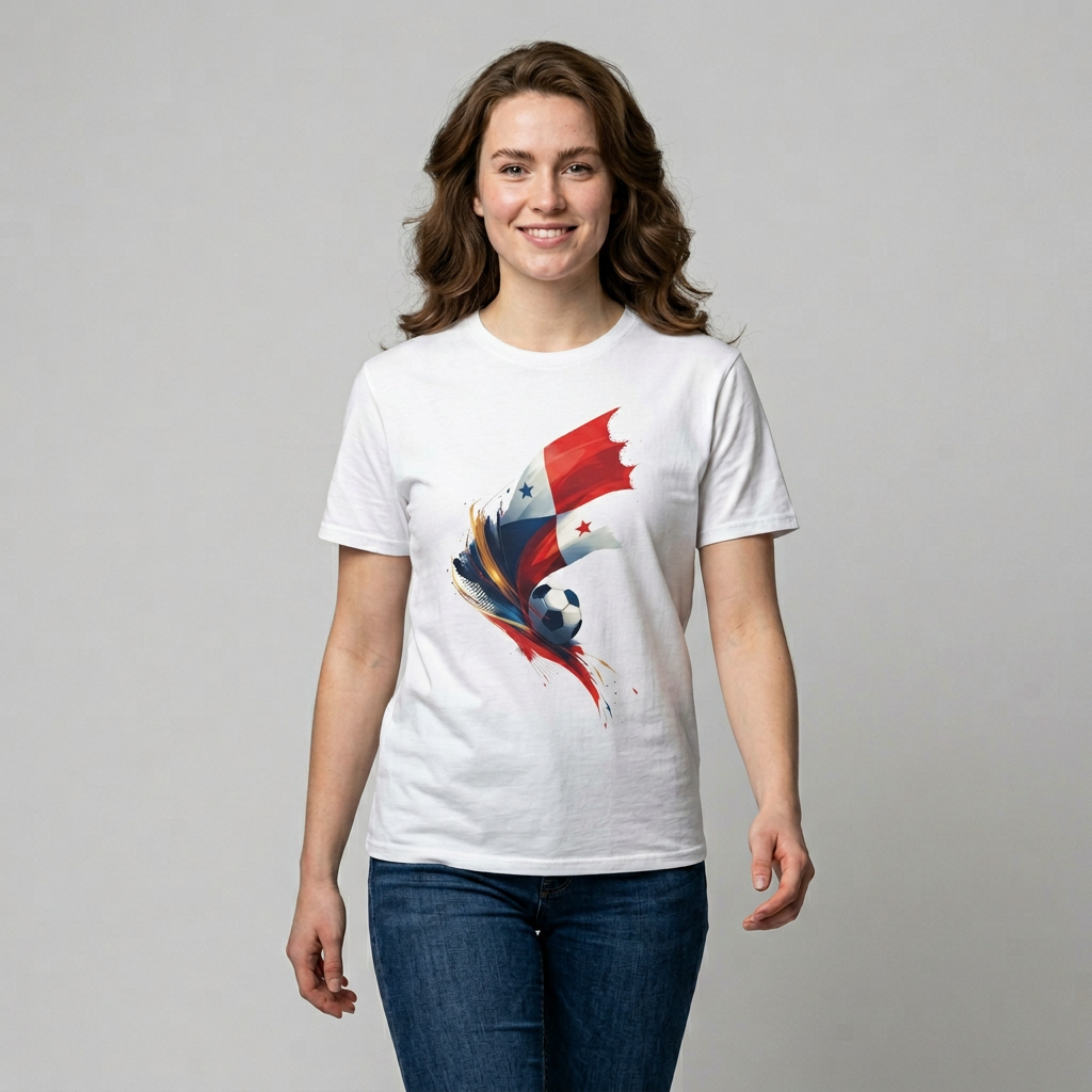 Panama Football Flag Splash T-Shirt Dynamic Los Canaleros Soccer Tee