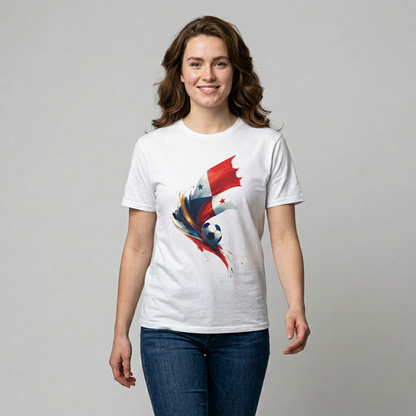 Panama Football Flag Splash T-Shirt Dynamic Los Canaleros Soccer Tee