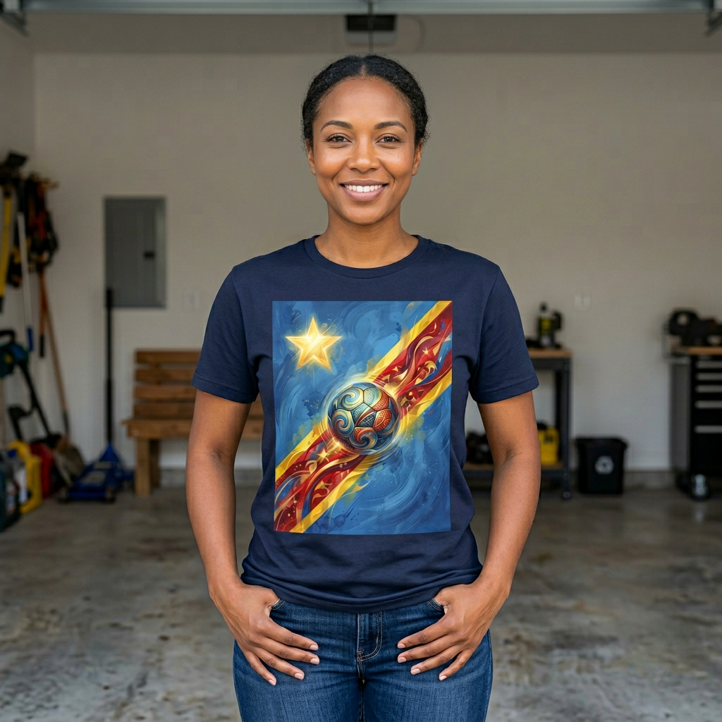 DR Congo Football Flag Graphic T-Shirt Dynamic Leopards Soccer Design Tee