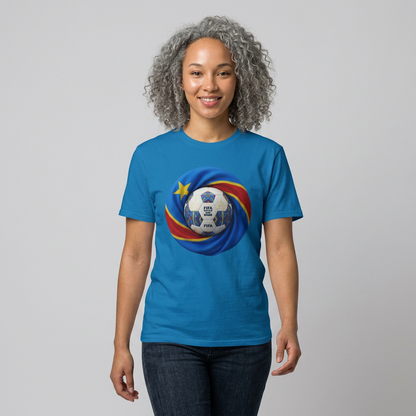DR Congo Football Flag Circular Graphic T-Shirt Leopards Soccer 2026 Tee
