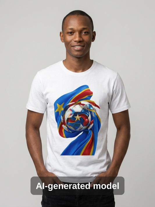 DR Congo Football Flag Exploding Ball T-Shirt Leopards Soccer Graphic Tee