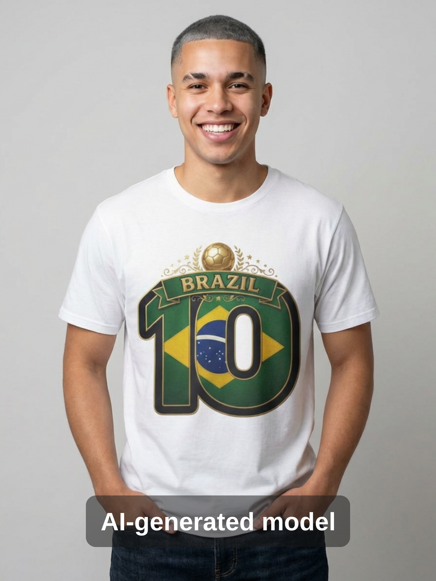 Brazil 10 Soccer T‑Shirt – Football Fan Tee with Brazilian Flag Design