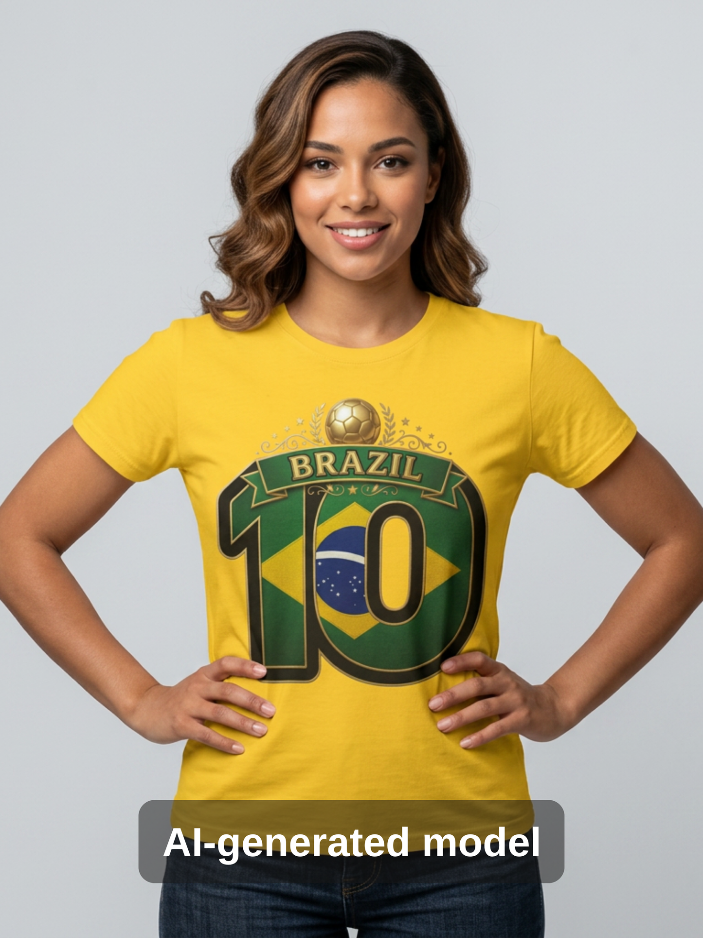 Brazil 10 Soccer T‑Shirt – Football Fan Tee with Brazilian Flag Design