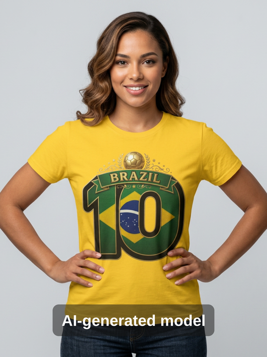 Brazil 10 Soccer T‑Shirt – Football Fan Tee with Brazilian Flag Design