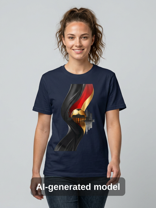 Germany Flag Brandenburg Gate T-Shirt Luxury Gold Die Mannschaft Soccer Tee