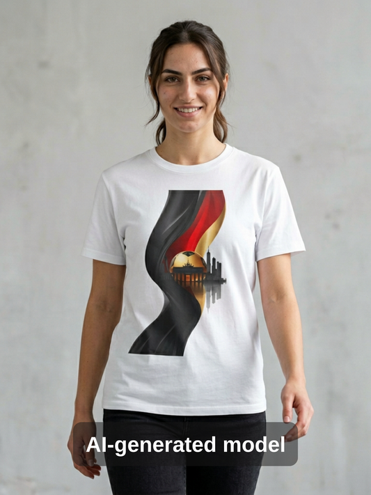 Germany Flag Brandenburg Gate T-Shirt Luxury Gold Die Mannschaft Soccer Tee