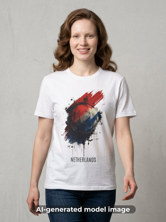 Netherlands Football Flag Abstract Splash T-Shirt Oranje Soccer Graphic Tee