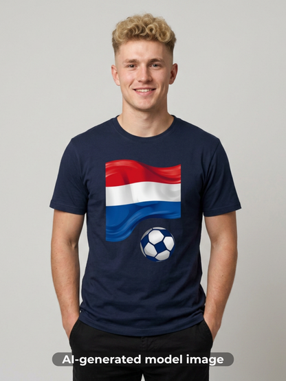 Netherlands Waving Flag Soccer Tee Clean Minimalist Oranje Football Fan T-Shirt