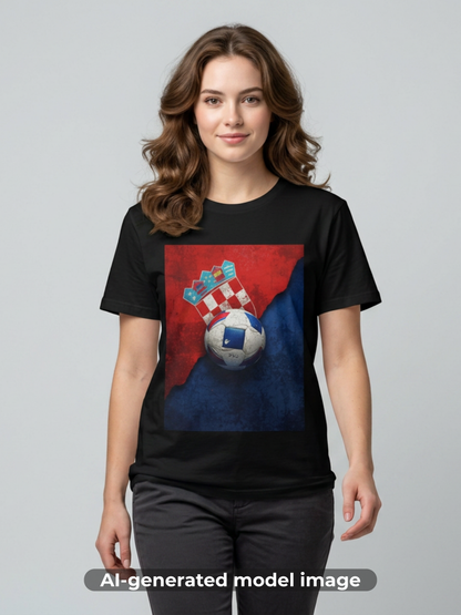 Croatia Football Coat of Arms Tee Vatreni Soccer Textured Checkerboard T-Shirt