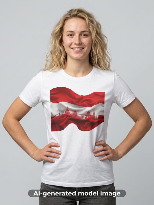 Austria Flag Vienna Cityscape Soccer Tee Unsere Burschen Football T-Shirt