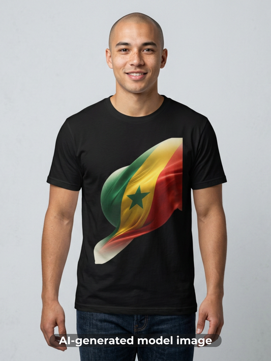 Senegal Waving Flag Soccer Tee Lions of Teranga Pan-African Football Fan T-Shirt
