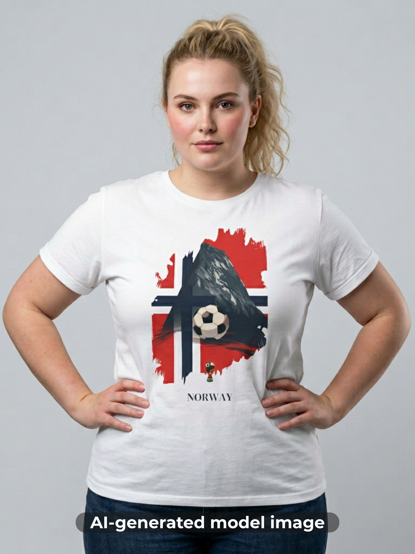 Norway Football Flag Mountain Graphic T-Shirt Majestic Nordic Soccer Streetwear