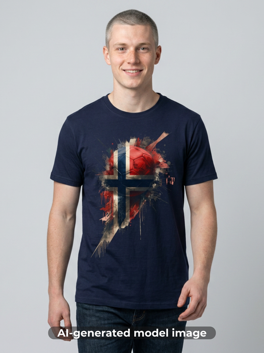 Norway Football Flag Paint Splash T-Shirt Løvene Soccer Grunge Tee