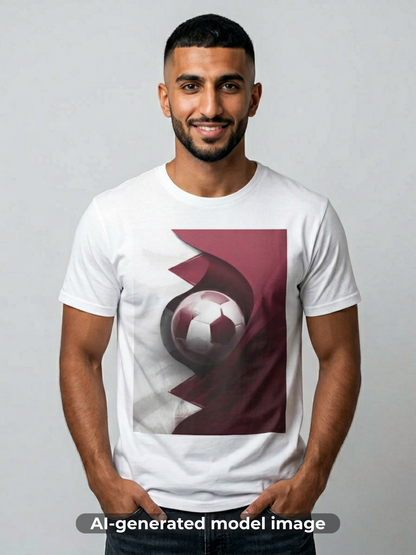 Qatar Football Flag Abstract Graphic T-Shirt Al-Annabbi Soccer Design Tee