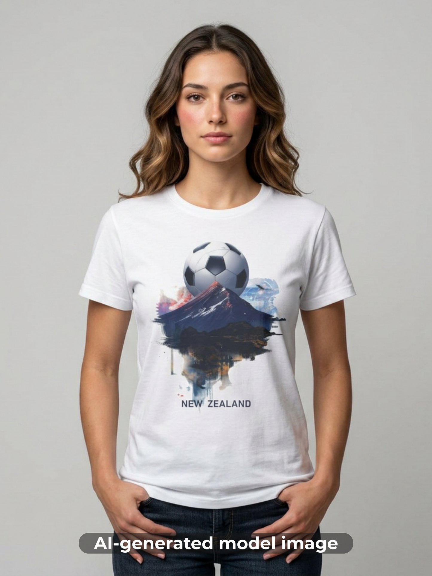 New Zealand Football Mountain T-Shirt — Majestic Landscape Soccer Design Tee