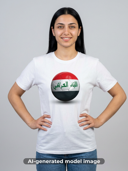 Iraq Flag Soccer Graphic T-Shirt Lions of Mesopotamia Football Tee