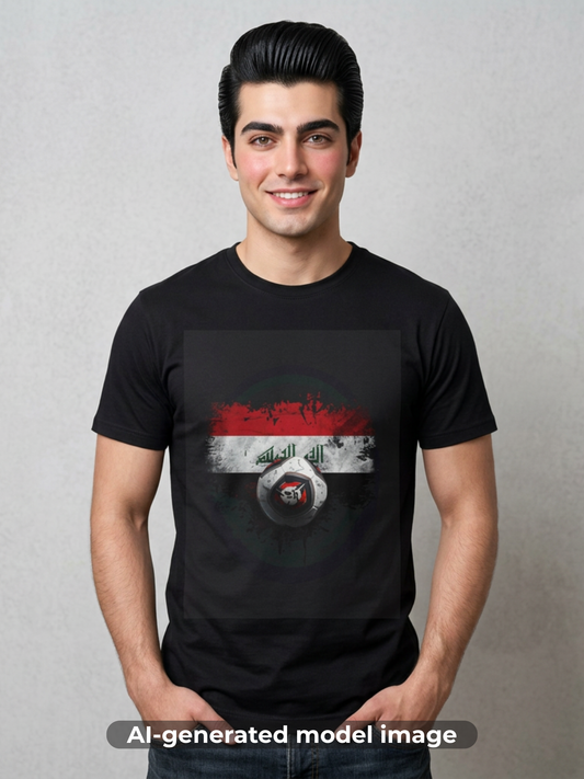 Iraq Flag Abstract Grunge Tee Lions of Mesopotamia Soccer Fan T-Shirt