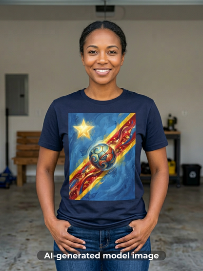 DR Congo Football Flag Graphic T-Shirt Dynamic Leopards Soccer Design Tee