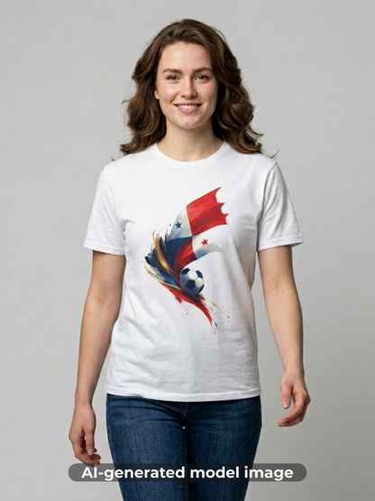 Panama Football Flag Splash T-Shirt Dynamic Los Canaleros Soccer Tee