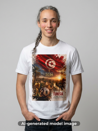 Tunisia Football Flag Chebika Oasis T-Shirt Eagles of Carthage Soccer Design Tee
