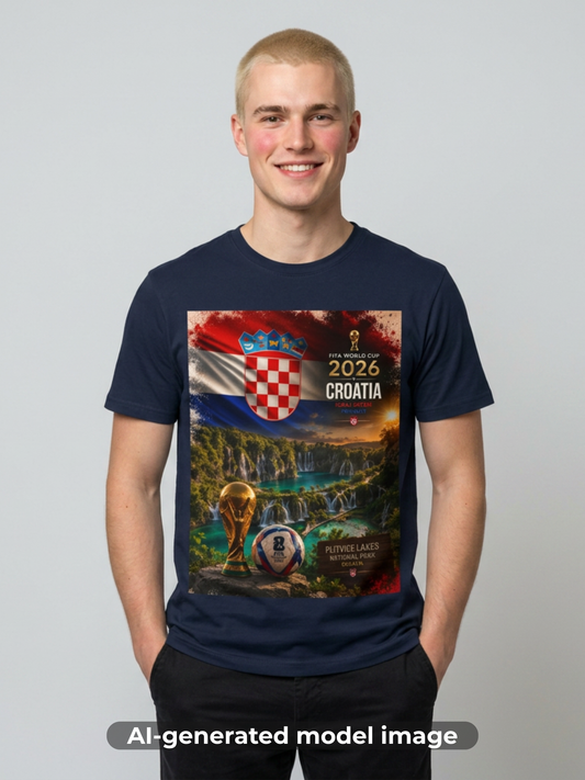 Croatia Football Flag Plitvice Lakes T-Shirt Vatreni Soccer Landscape Tee