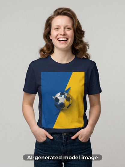 Curaçao Football Flag Minimalist T-Shirt Abstract La Familia Azul Soccer Tee