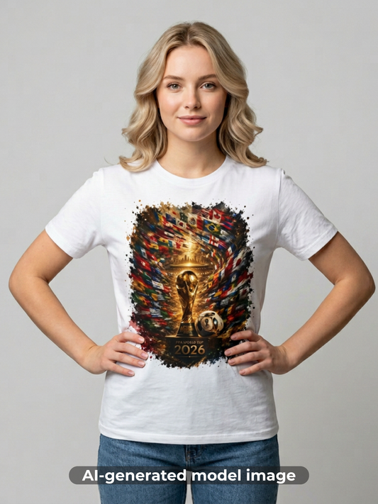 World Cup 2026 Global Flags Graphic T-Shirt Stadium Tournament Soccer Tee