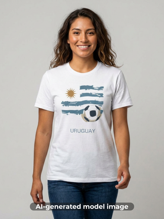 Uruguay Football Flag Graphic T-Shirt La Celeste Soccer Brushstroke Tee