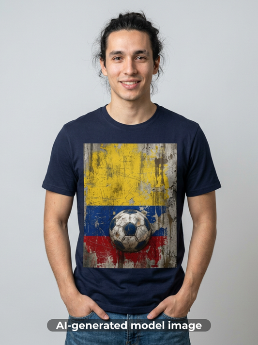 Colombia Football Flag Grunge T-Shirt Vintage Los Cafeteros Soccer Tee