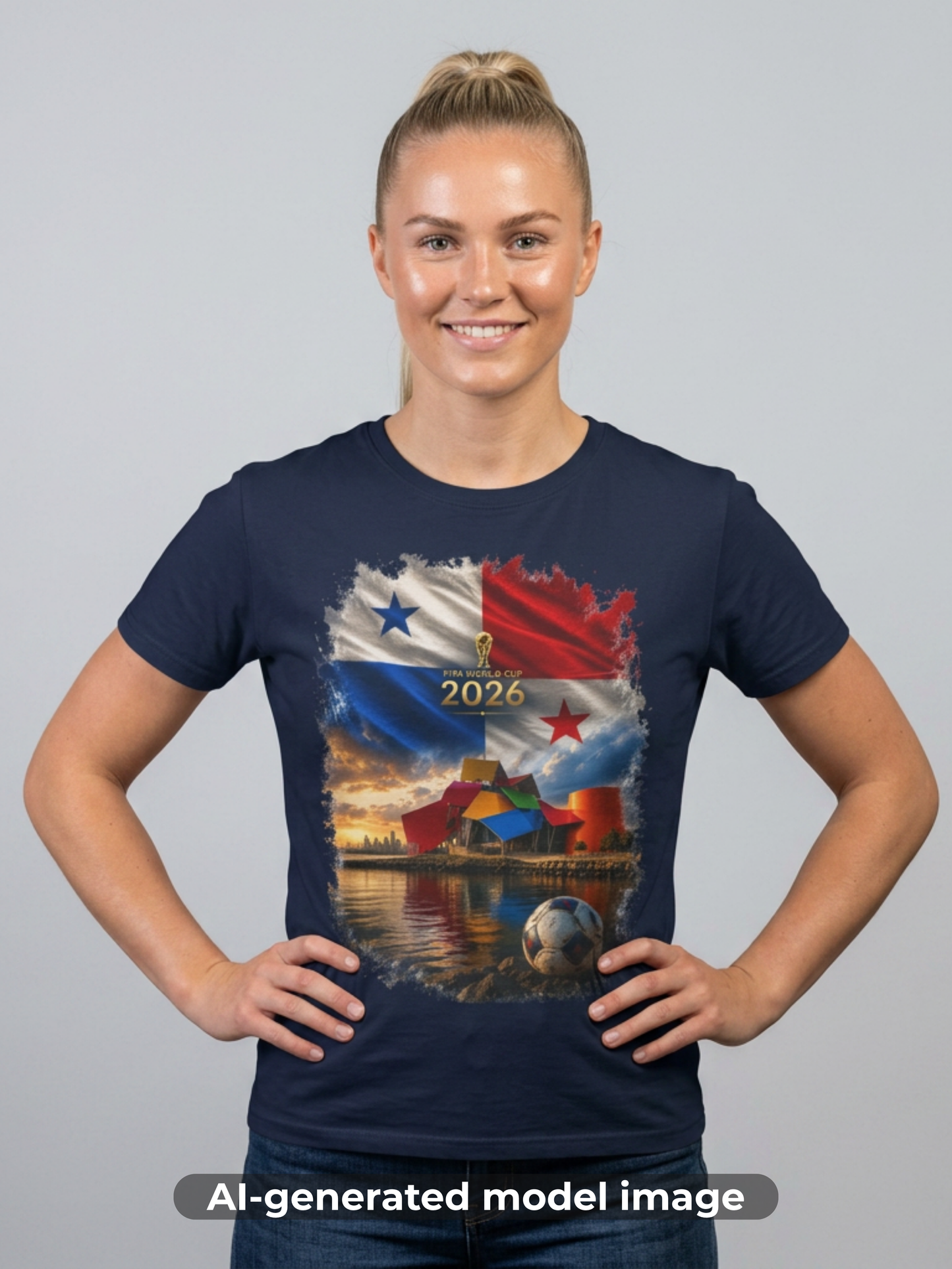 Panama Football Flag Biomuseo Graphic T-Shirt Cinematic Los Canaleros Soccer Tee