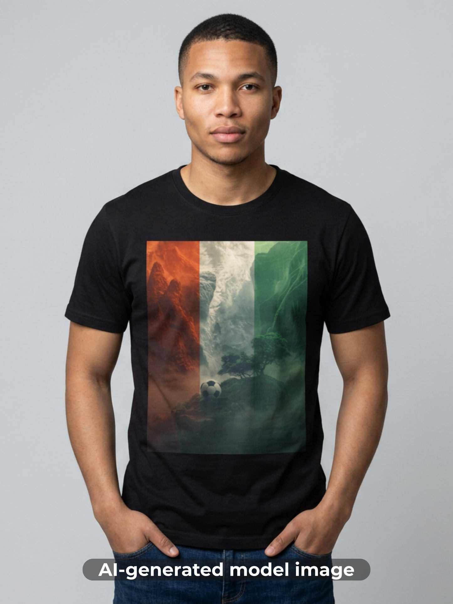Ivory Coast Football Mountain Graphic T-Shirt Côte d’Ivoire Soccer Tee