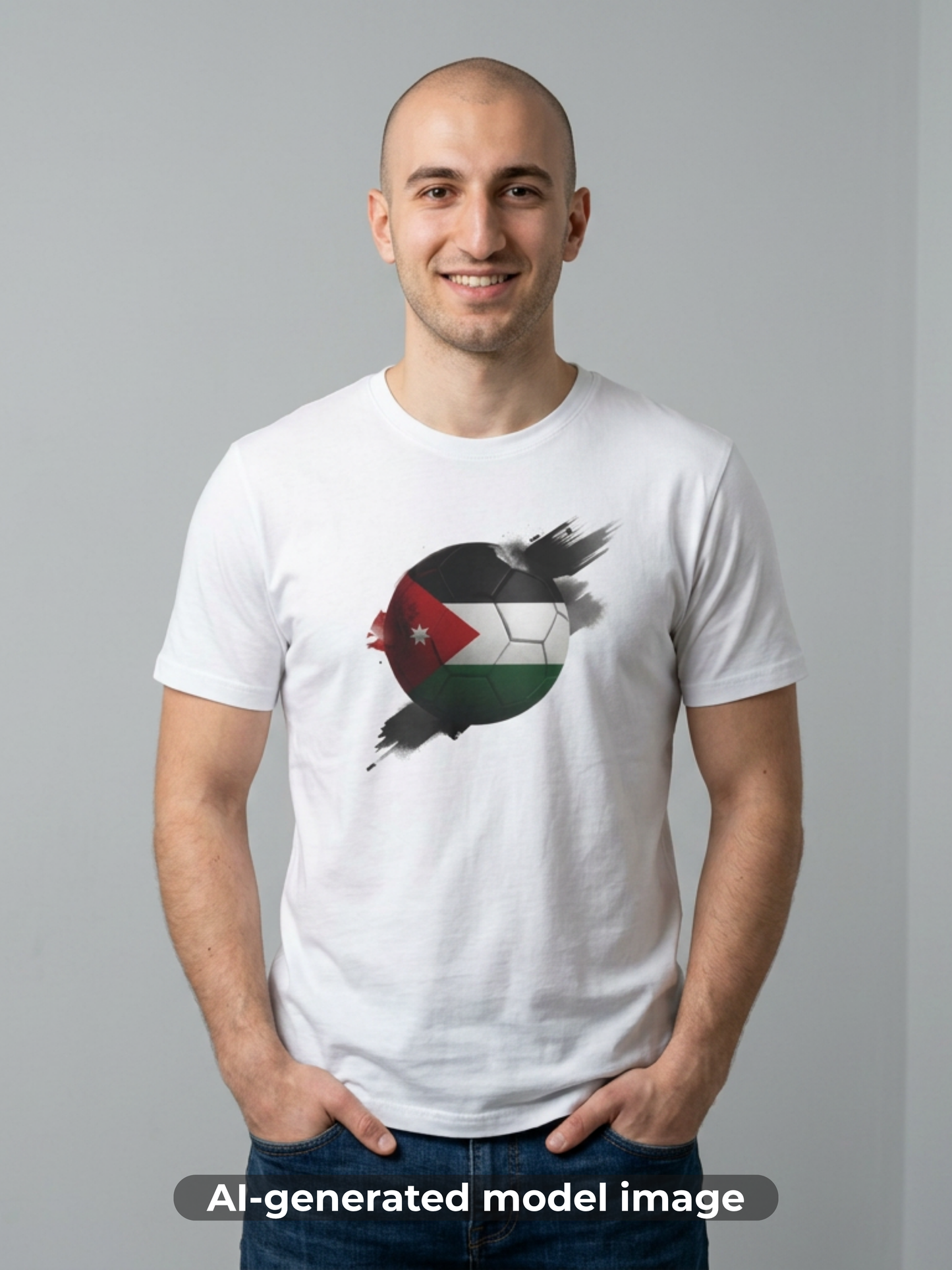 Jordan Football Flag Graphic T-Shirt Abstract Al-Nashama Soccer Tee