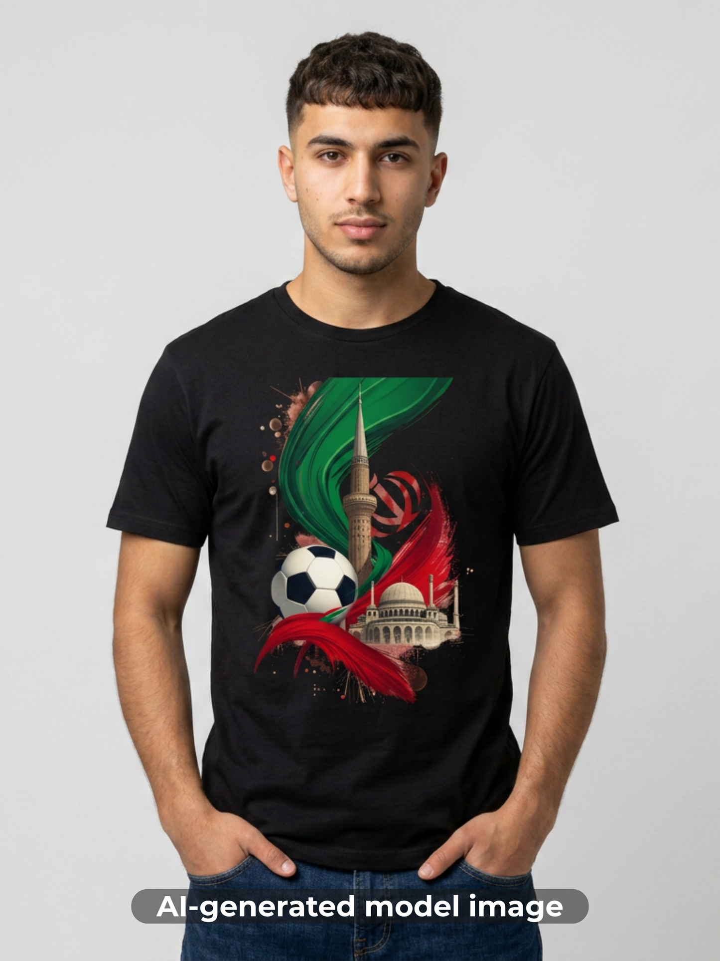 Iran Dynamic Flag Colors T-shirt Minaret & Mosque Art Tee