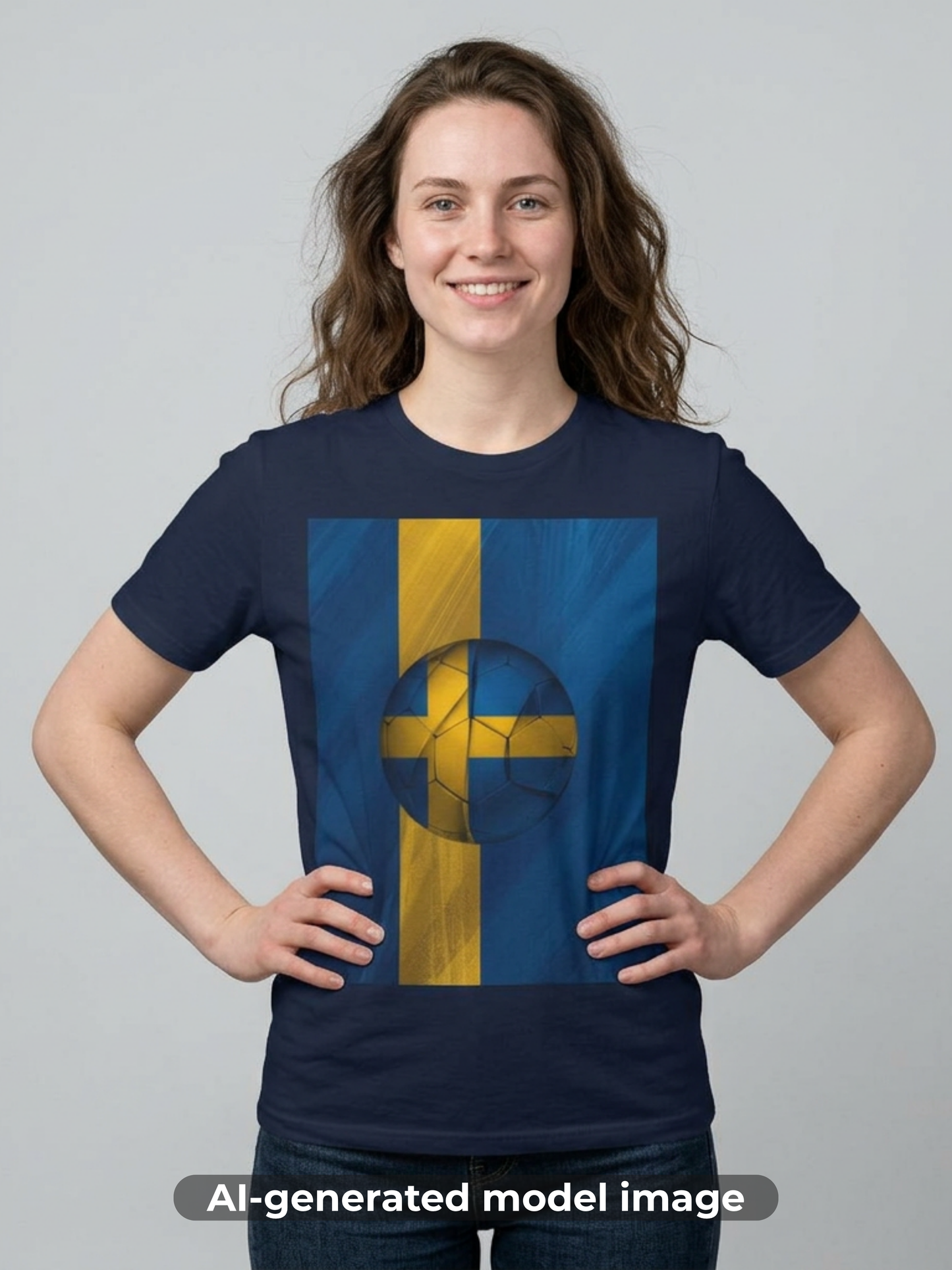 Sweden Football Flag Graphic T-Shirt Modern Blågult Soccer Design Tee