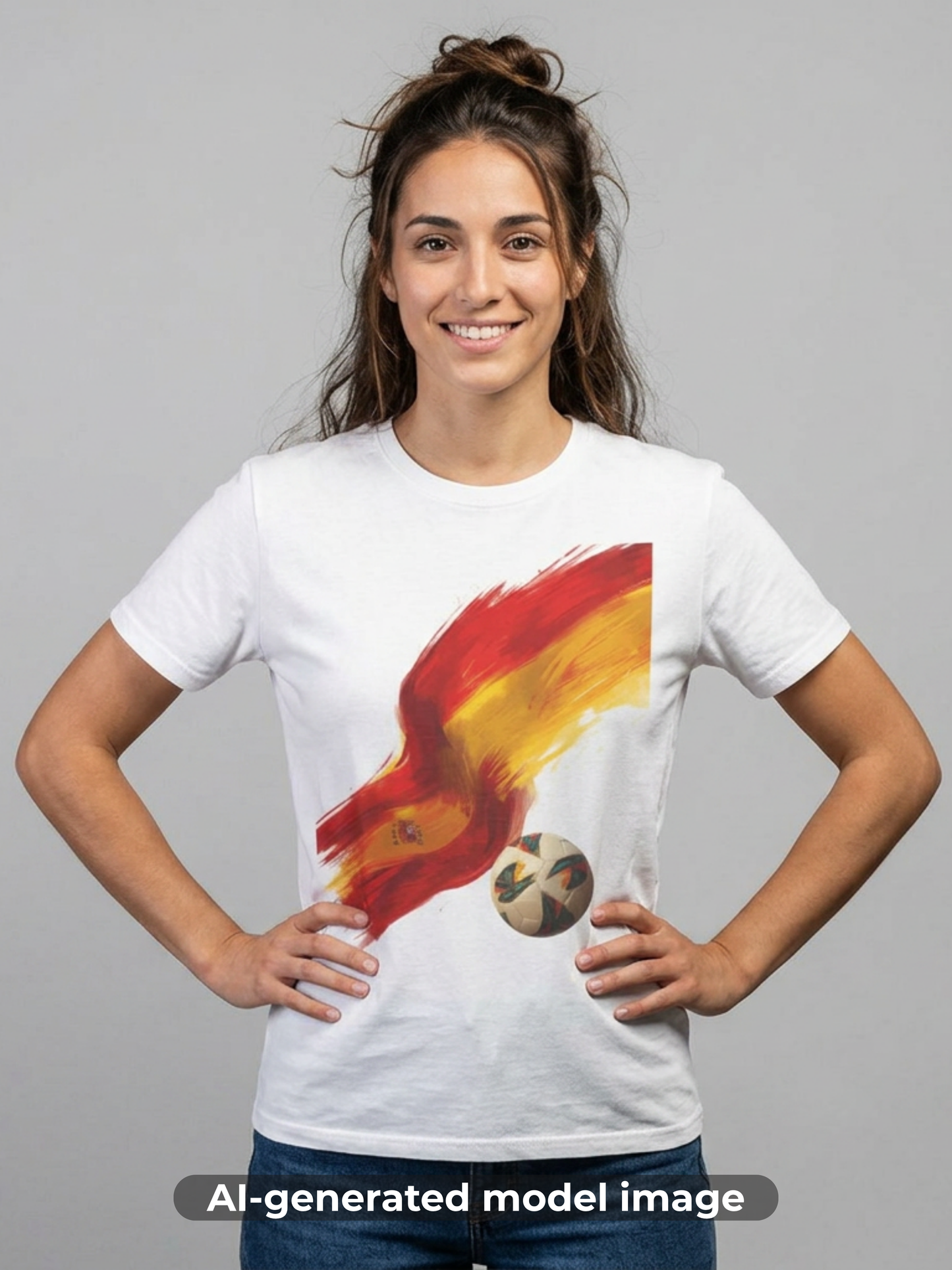 Spain Football Flag Brushstroke T-Shirt Abstract La Roja Soccer Design Tee