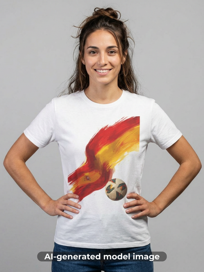 Spain Football Flag Brushstroke T-Shirt Abstract La Roja Soccer Design Tee