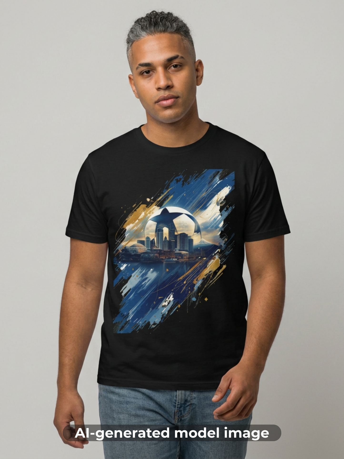 Uruguay Skyline Football T-Shirt — Abstract Football Design Tee