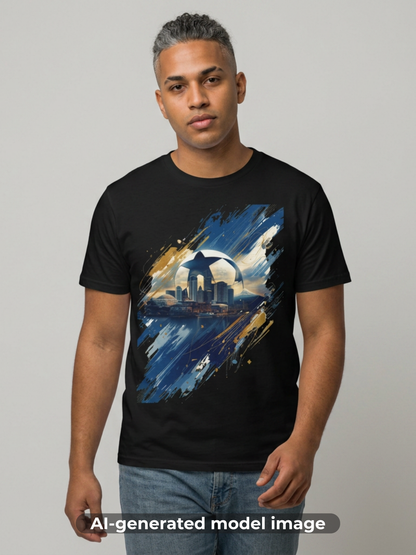 Uruguay Skyline Football T-Shirt — Abstract Football Design Tee