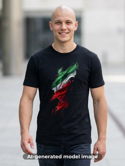 Iran Flag Brushstroke T-Shirt — Artistic Persian Pride Design Tee
