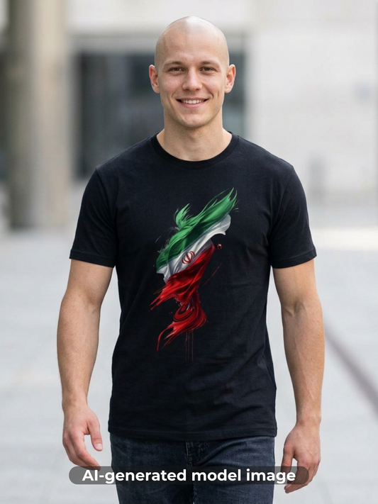 Iran Flag Brushstroke T-Shirt — Artistic Persian Pride Design Tee