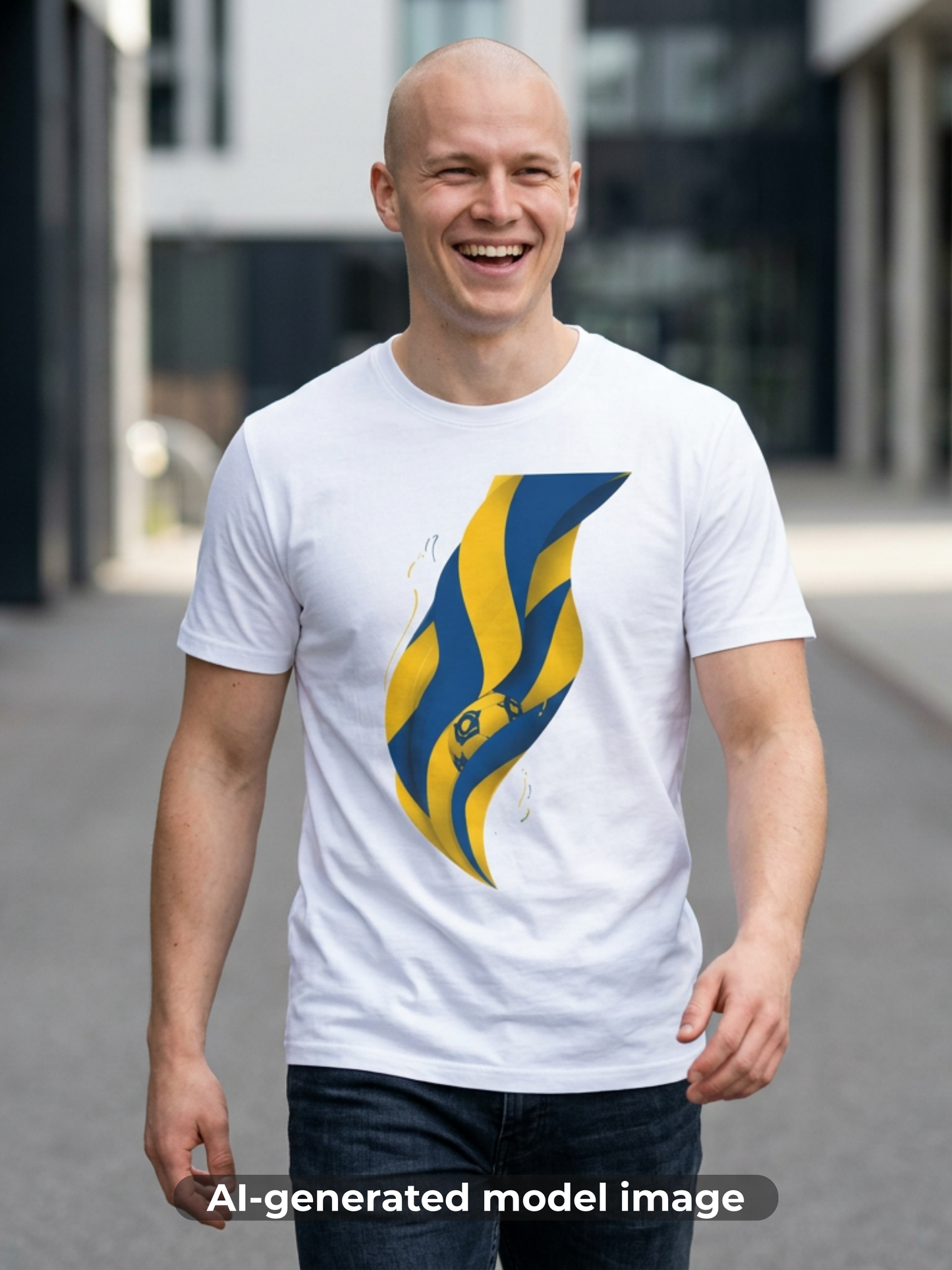 Sweden Football Flag T‑Shirt Abstract Minimalist Blue & Yellow Graphic Tee