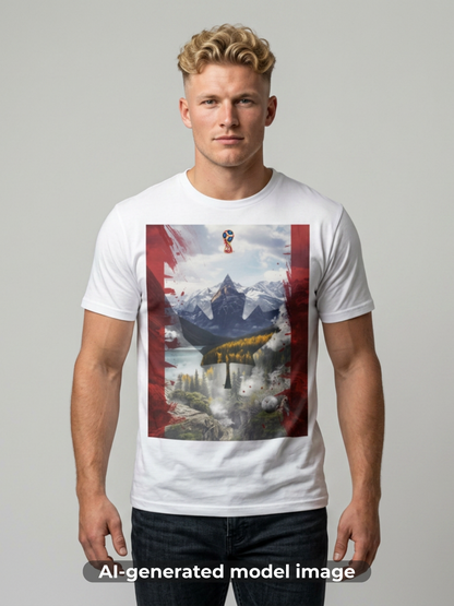 Patriotic Canadian Flag T-Shirt Maple Leaf Mountain Art Design Tee