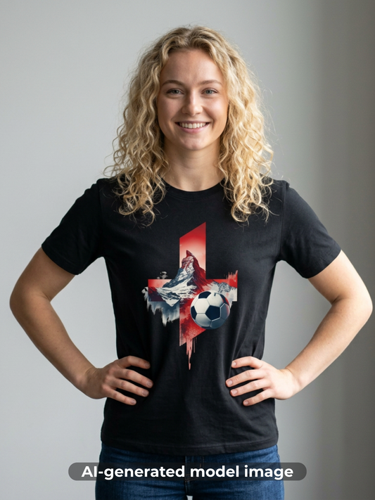 Soccer Switzerland Flag T-Shirt — Alpine Wolf & Football Graphic Tee
