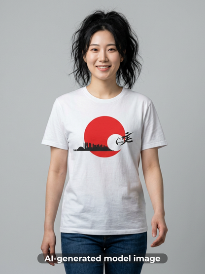 Japan Football and City Skyline Graphic T-shirt