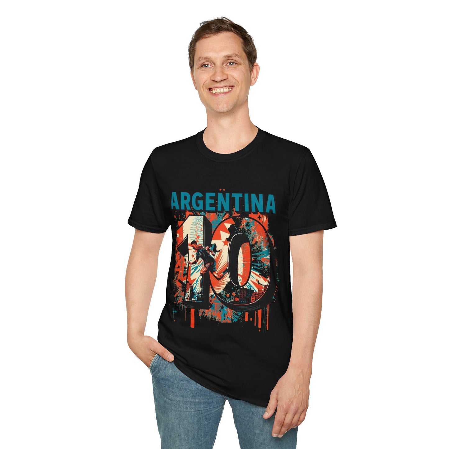 Argentina 10 Soccer T‑Shirt – Retro Grunge Football Fan Tee