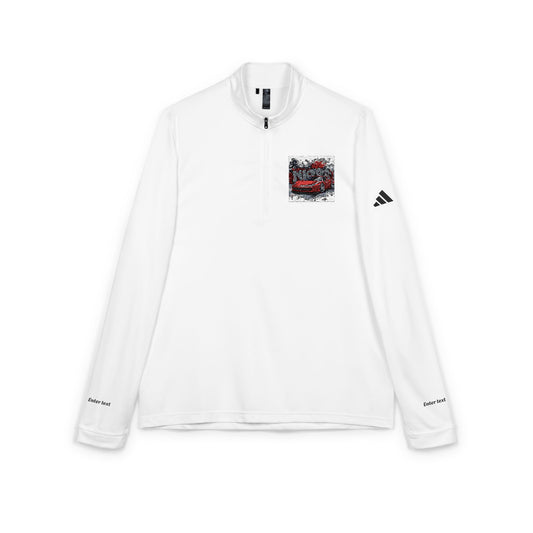 White long-sleeve shirt with a logo on a white background