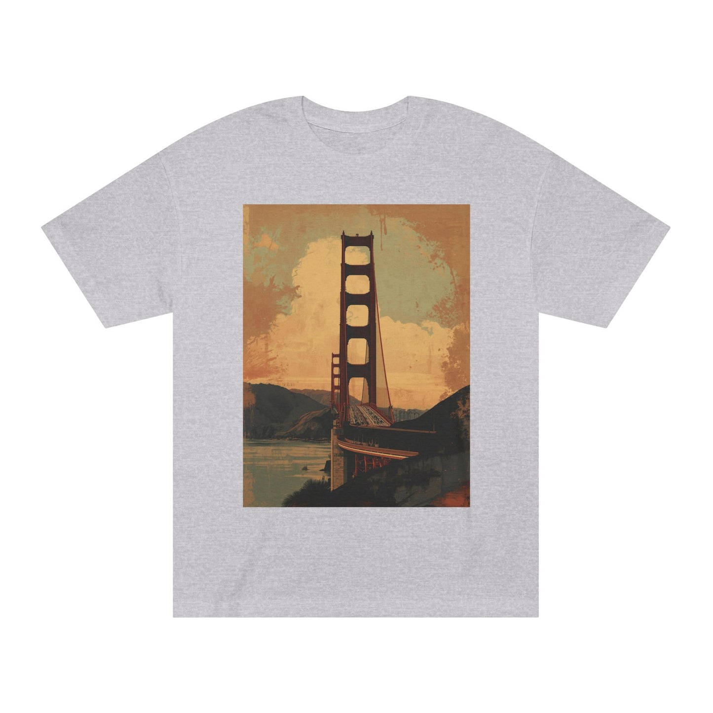 Golden Gate Bridge Art Print T-Shirt Vintage-Styled Classic Tee
