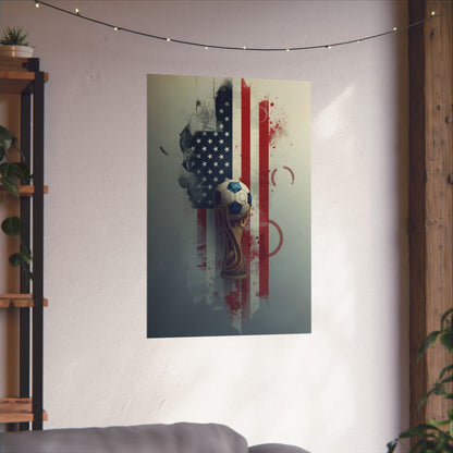 American Soccer 2026 Poster — USA Flag Matte Vertical Art Print