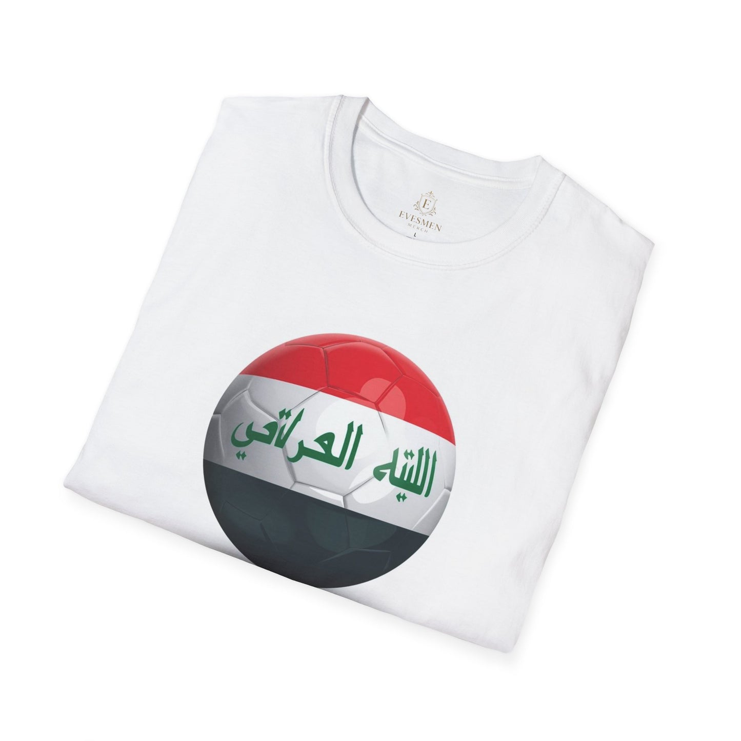 Iraq Flag Soccer Graphic T-Shirt Lions of Mesopotamia Football Tee